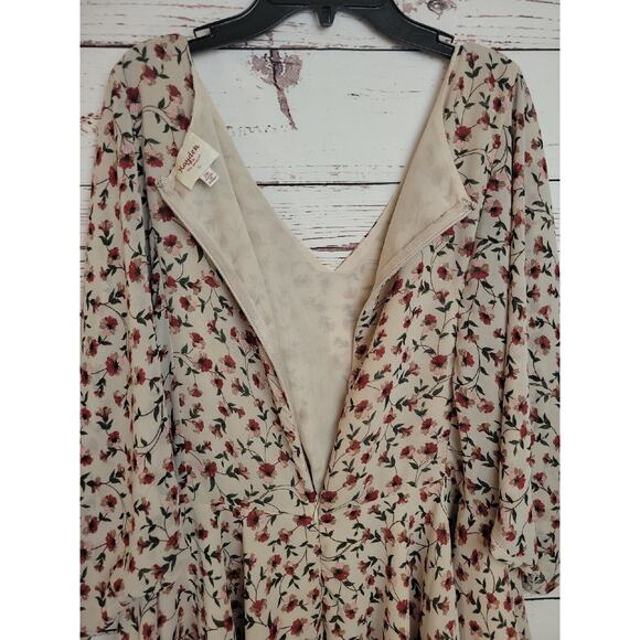 Hayden Tan Floral Print V-Neck Dolman Sleeve Boho Peplum Top Women's Size 2XL - Picture 10 of 12